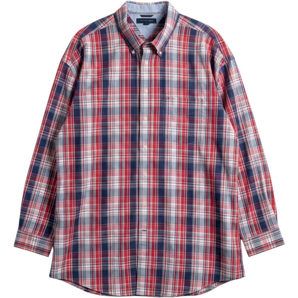 Tommy Hilfiger 3XLT‎ Tall Button Down Shirt Red White Blue Plaid Long Sleeve